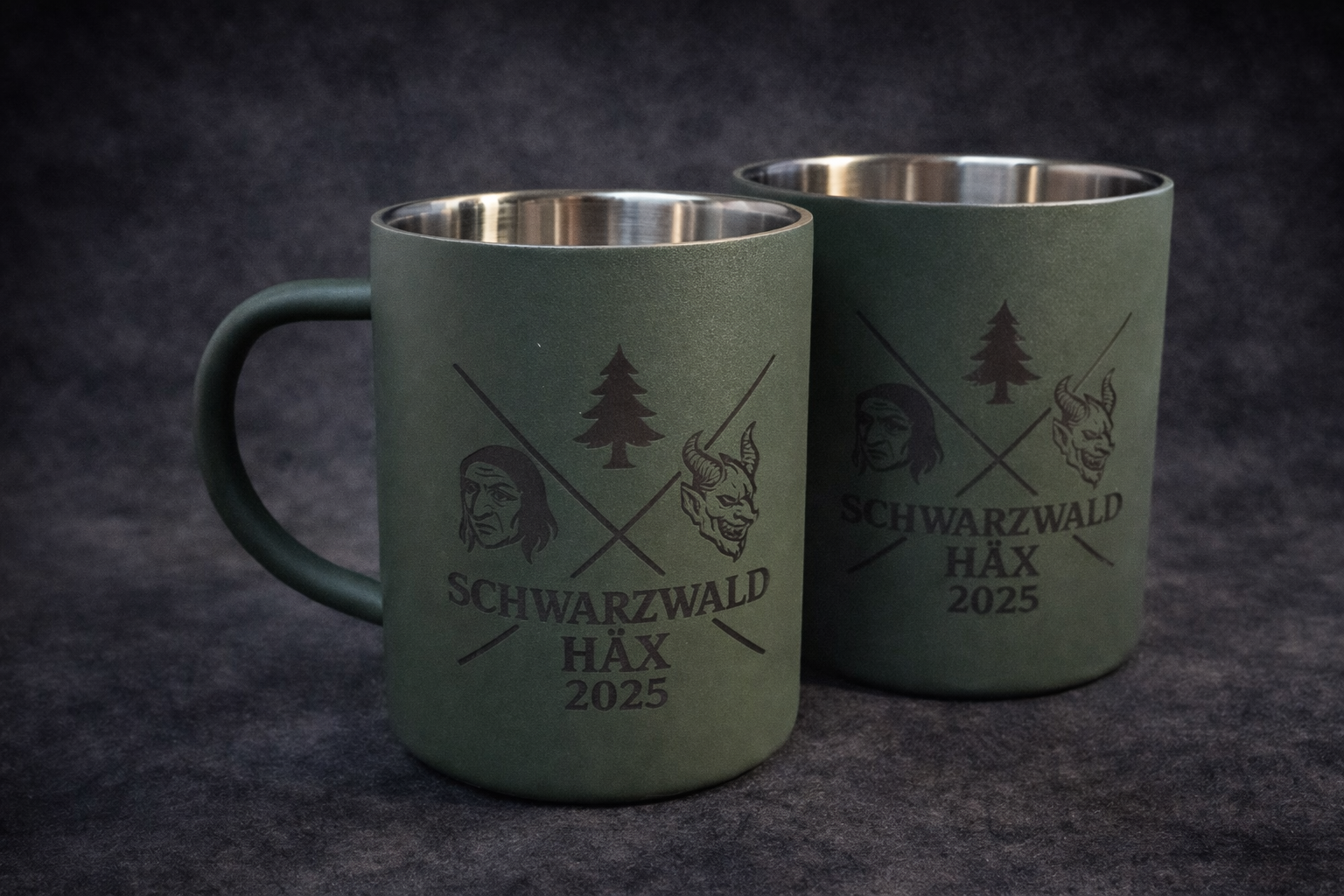 Personalisierter Edelstahlbecher mit Vereinslogo für Fasnacht, Fasnet und Fasnt 450ml